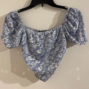 blue floral crop top